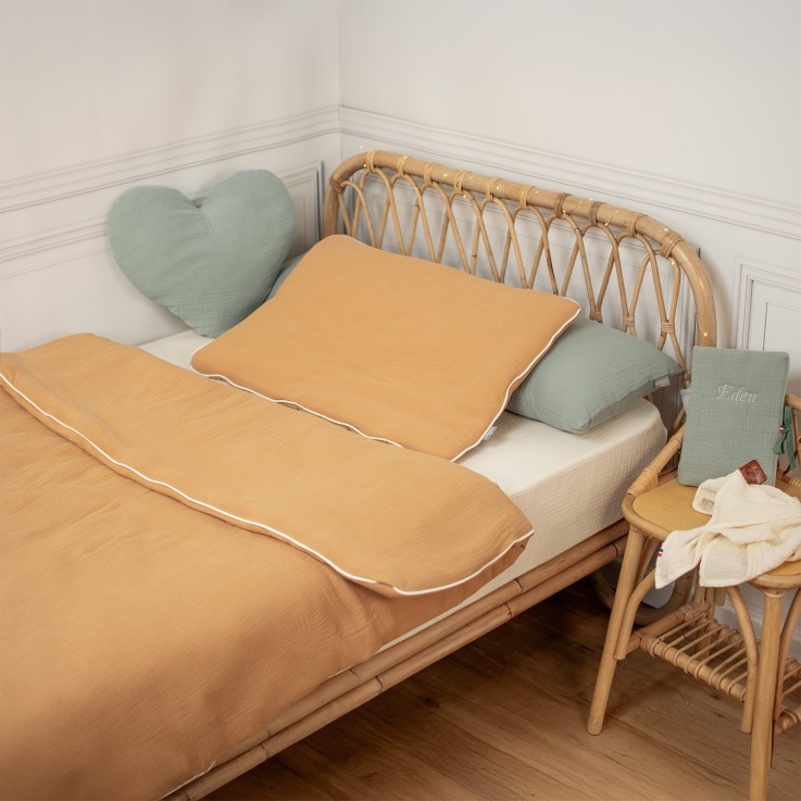 Oreiller traversin plat moelleux pour enfant en satin de coton