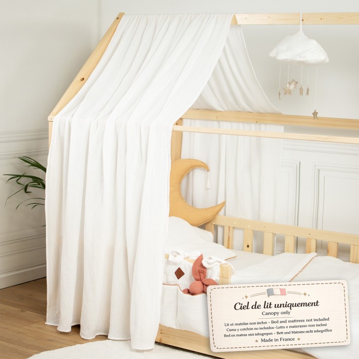 Ciel de lit cabane en gaze de coton