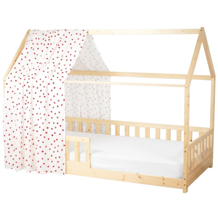 Ciel de lit cabane en gaze de coton Coeurs Lovio