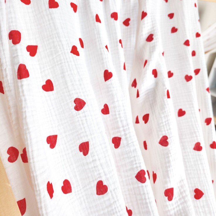 Ciel de lit cabane en gaze de coton Coeurs Lovio