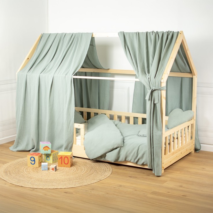 Ciel de lit cabane en gaze de coton
