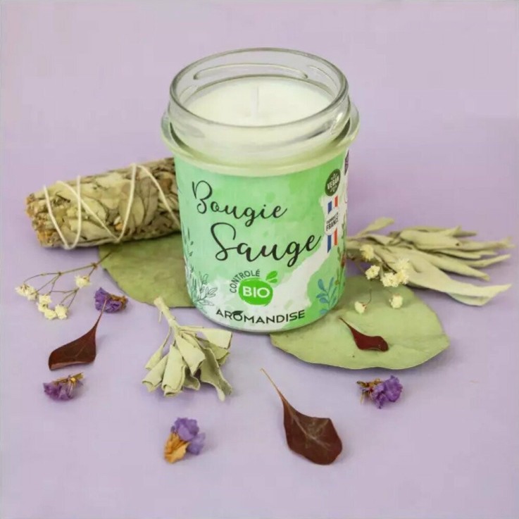 Bougie d'ambiance Sauge Bio 100% végétale - 150g