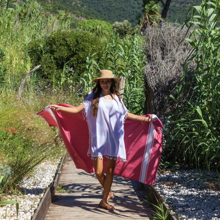 Fouta serviette plage anti sable coton recyclé 1x2 m Koh Lipe