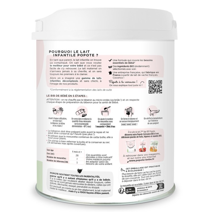 Lait 2ème Âge Bio - 800 g