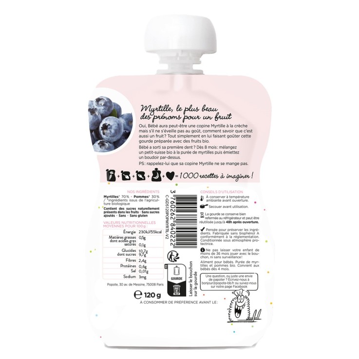Gourde Repas Bio Myrtilles - 120 g