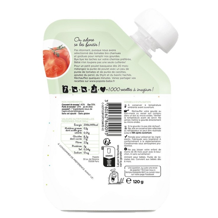 Gourde Repas Bio Tomate - 120 g