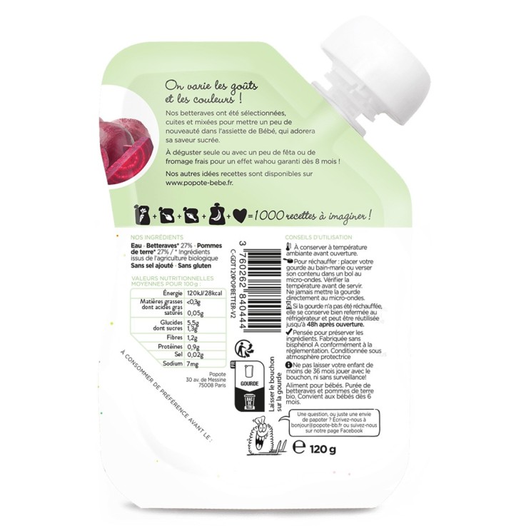 Gourde Repas Bio Betterave - 120 g
