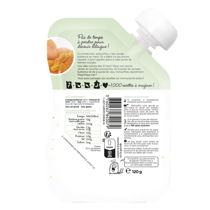 Gourde Repas Bio Courge Butternut - 120 g