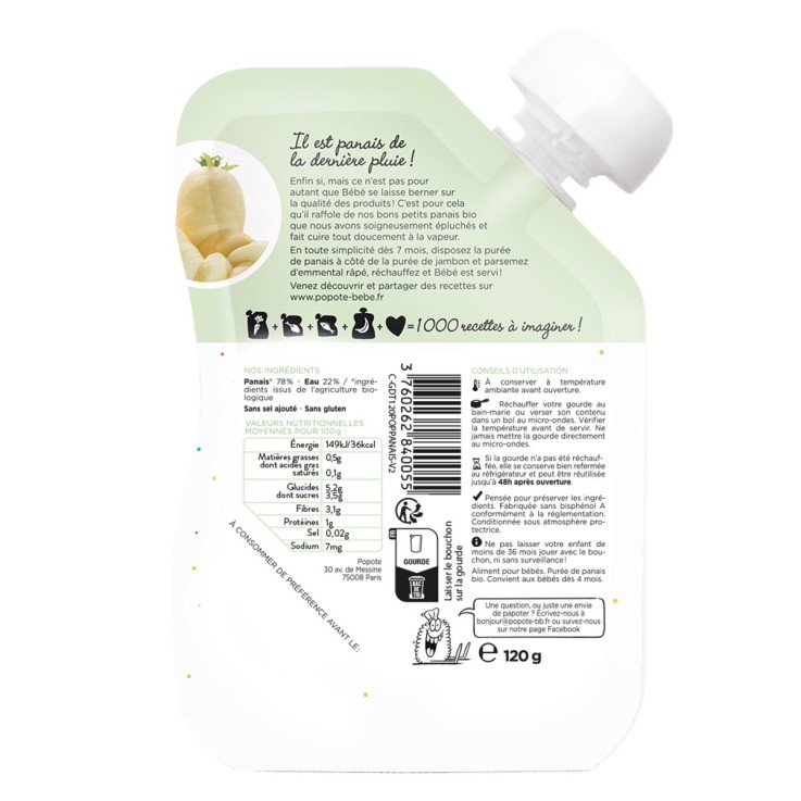 Gourde Repas Bio Panais - 120 g