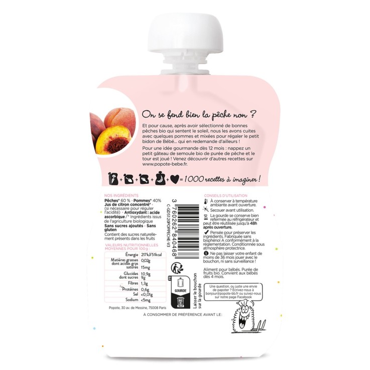 Gourde Repas Bio Pêche - 120 g