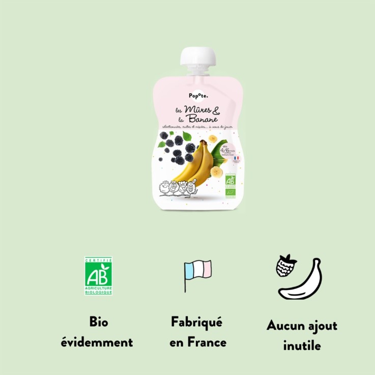Gourde Repas Bio Mûres et Banane - 120 g