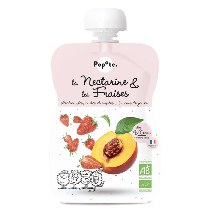 Gourde Repas Bio Nectarine et Fraises - 120 g