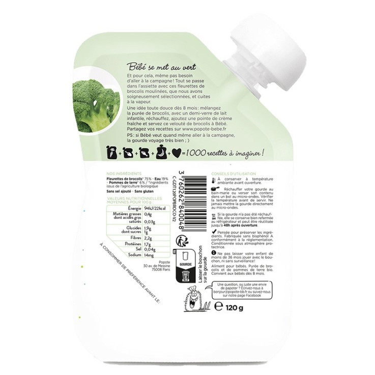 Gourde Repas Bio Brocolis - 120 g