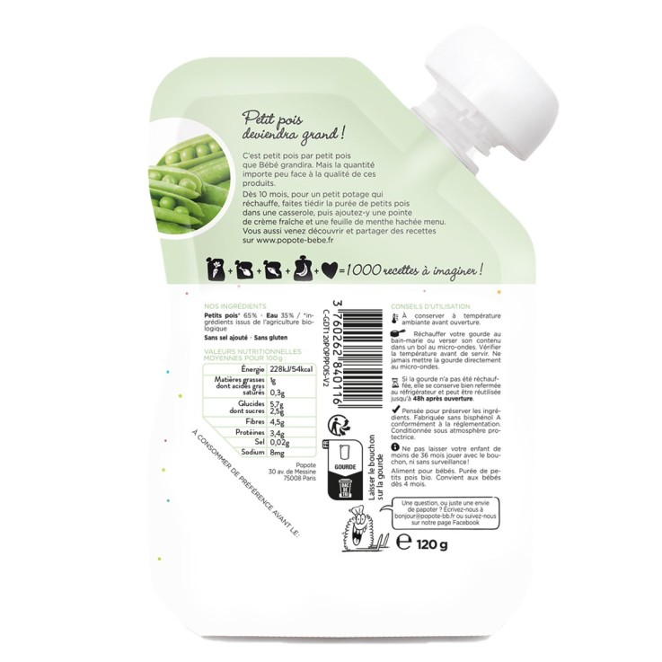 Gourde Repas Bio Petits Pois - 120 g