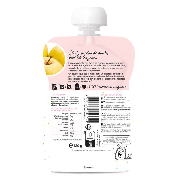 Gourde Repas Bio Pomme - 120 g