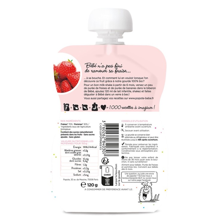 Gourde Repas Bio Fraises - 120 g