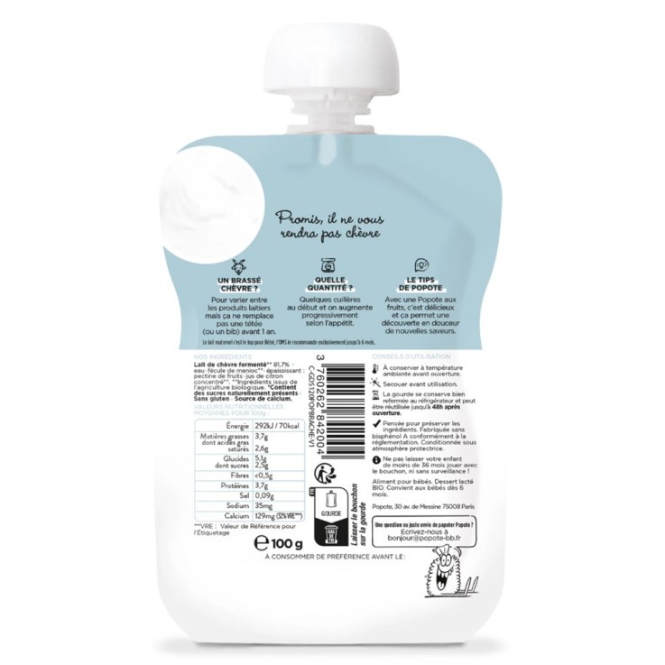 Gourde Repas Bio Brassé Chèvre - 100 g