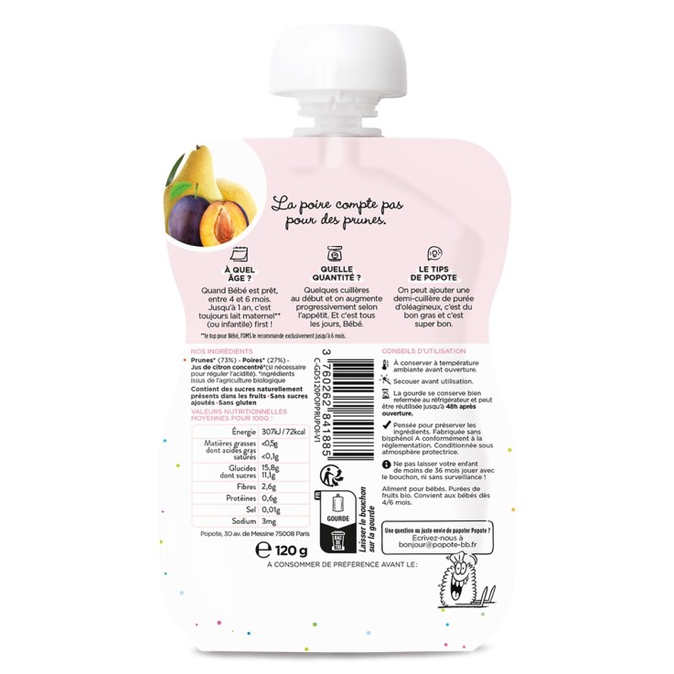 Gourde Repas Bio Prunes et Poire - 120 g