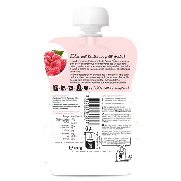 Gourde Repas Bio Framboises - 120 g