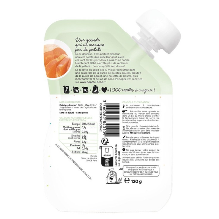Gourde Repas Bio Patate Douce - 120 g