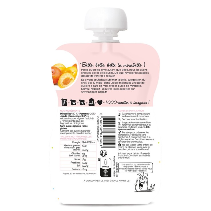 Gourde Repas Bio Mirabelles - 120 g
