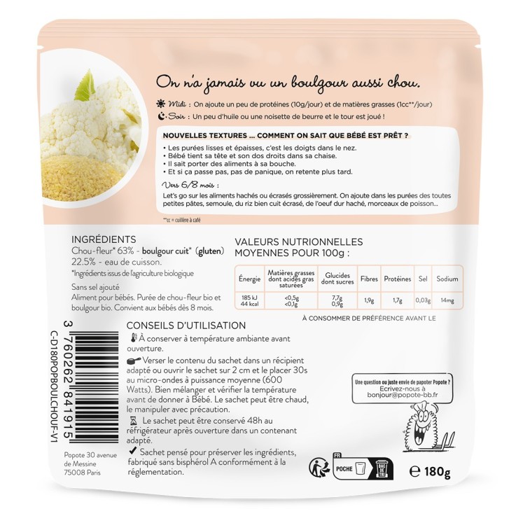Les Moulinés Chou-fleur et Boulgour - 180 g