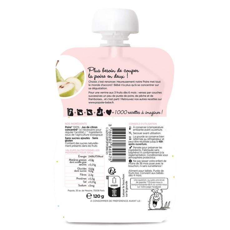 Gourde Repas Bio Poire - 120 g