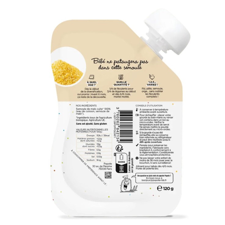 Gourde Repas Bio Polenta - 120 g