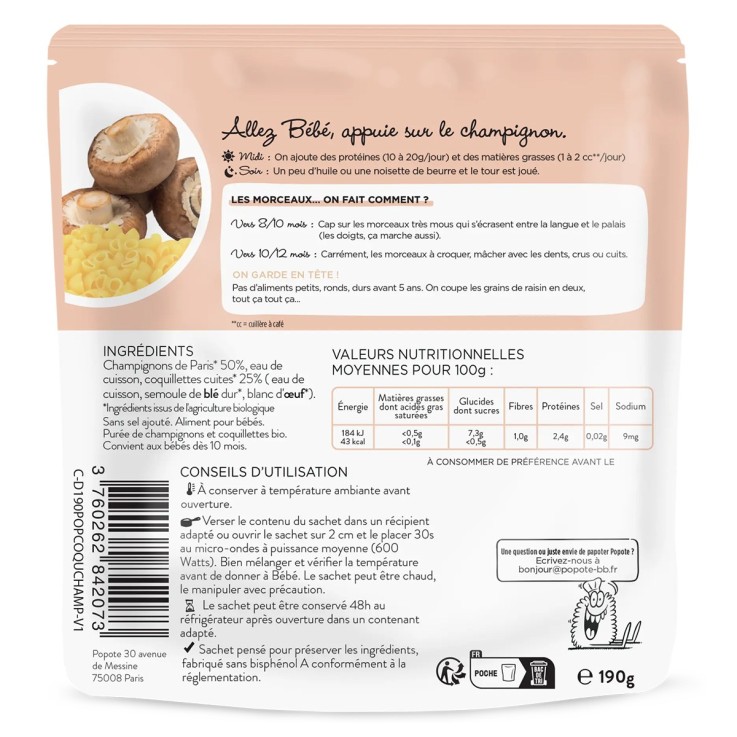 Les Petits Morceaux Champignons et Coquillettes - 190 g