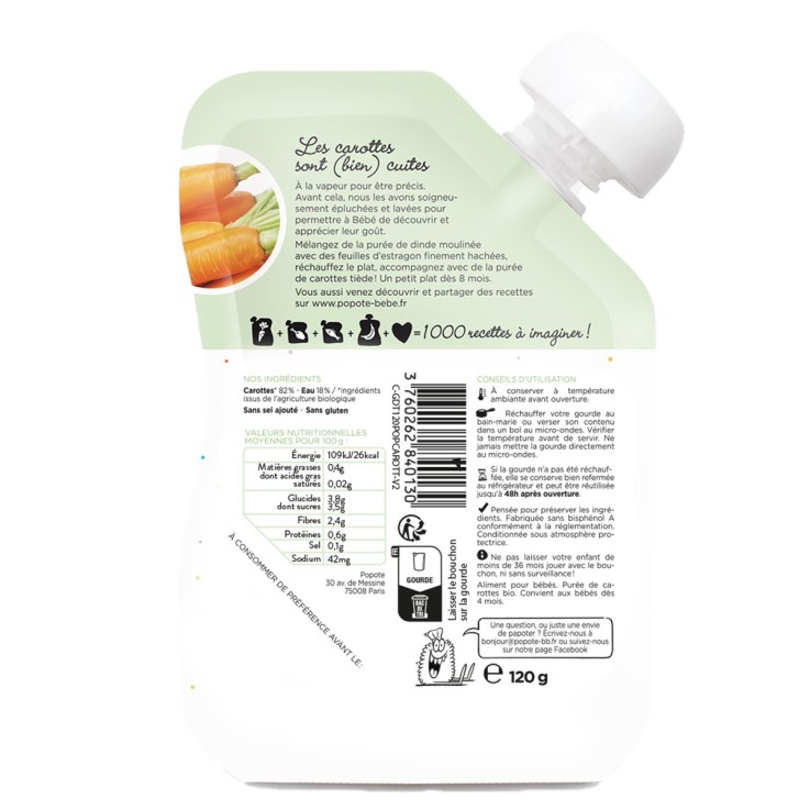 Gourde Repas Bio Carotte - 120 g