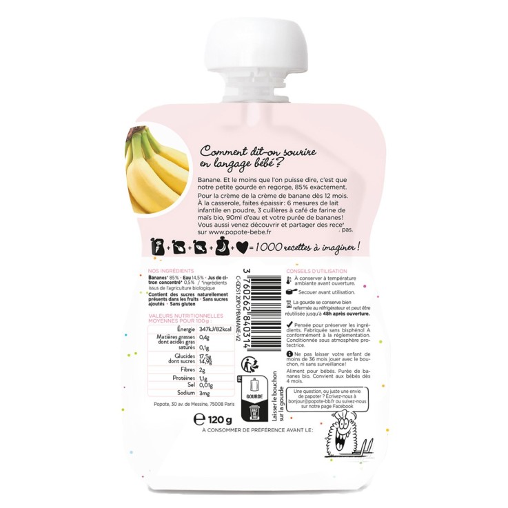 Gourde Repas Bio Banane - 120 g