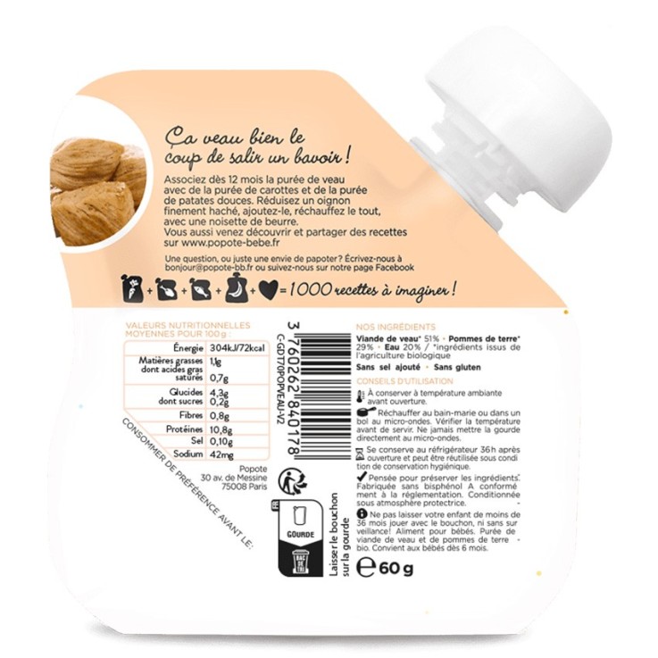 Gourde Repas Bio Veau - 60 g