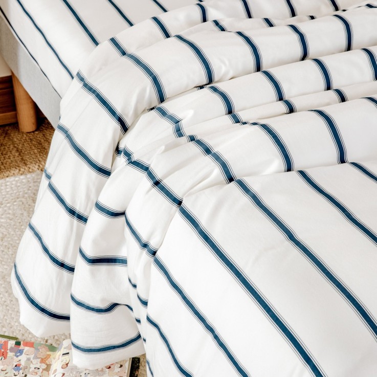 Housse de couette 1 personne Coton Bio Rayé Baïa