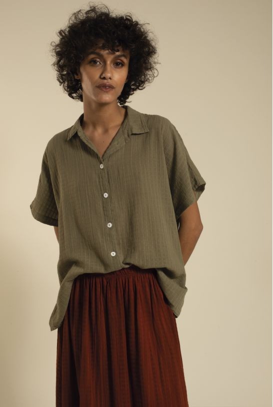 Chemise Will Military Kaki en Coton