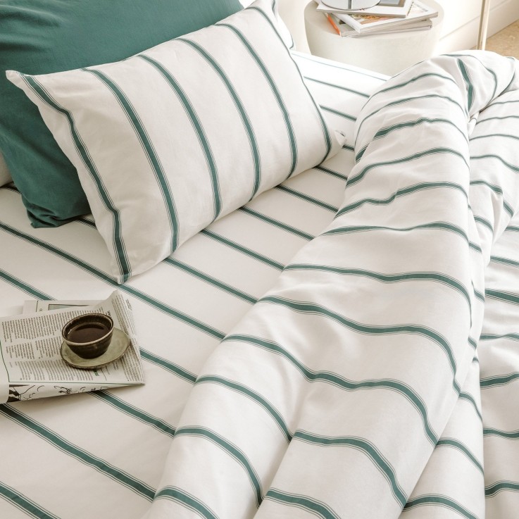 Housse de couette adulte Coton Bio Rayé Baïa