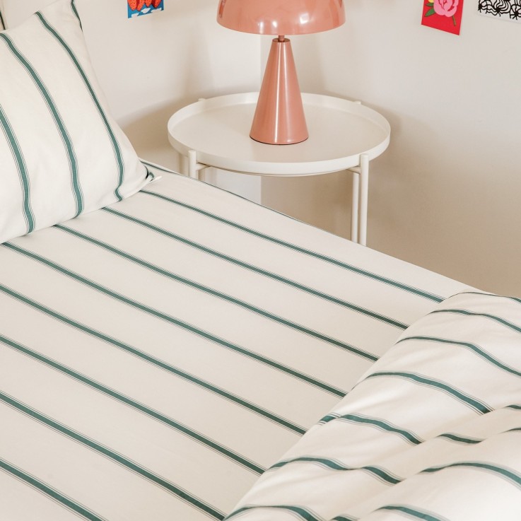 Drap housse 1 personne Coton Bio Rayé Baïa