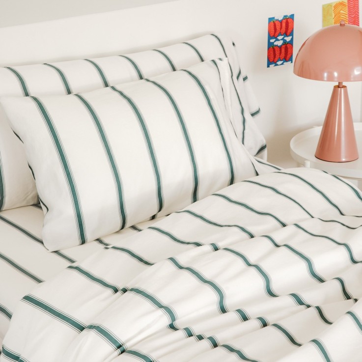Drap housse 1 personne Coton Bio Rayé Baïa