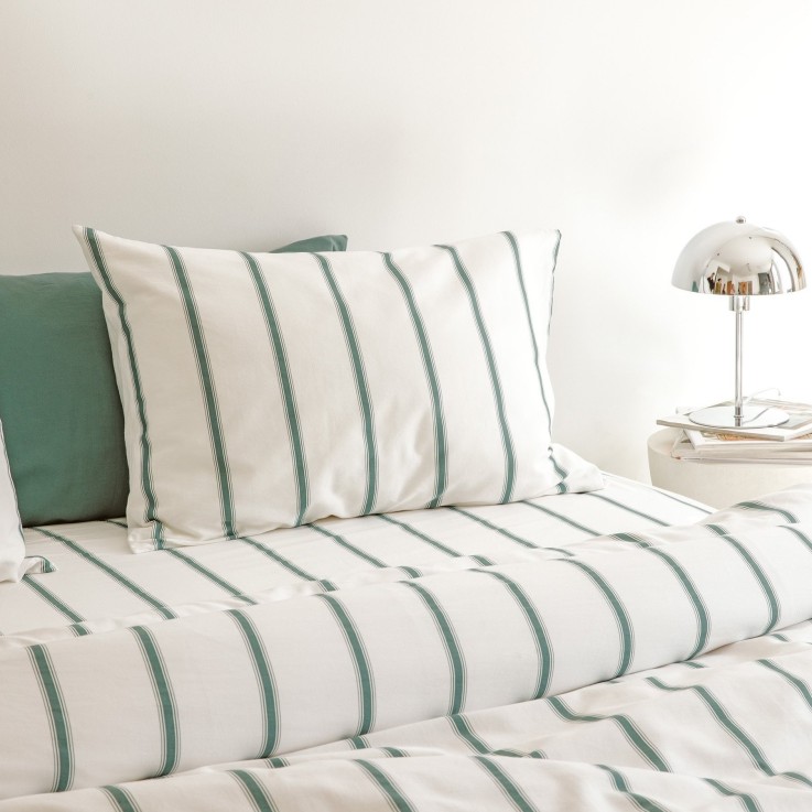 Drap housse adulte Coton Bio Rayé Baïa