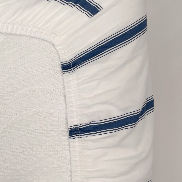 Drap housse adulte Coton Bio Rayé Baïa