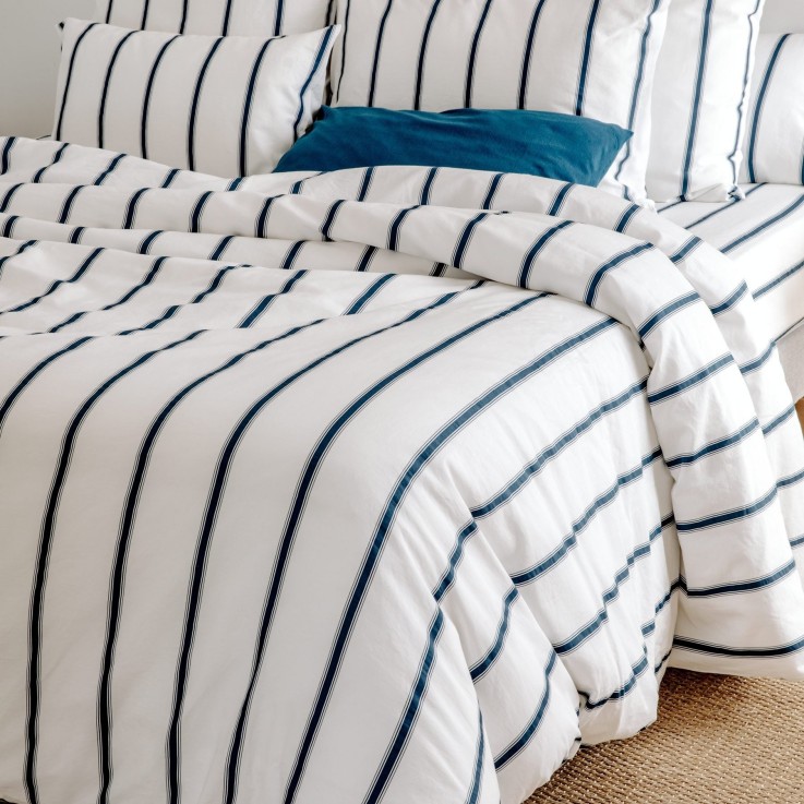 Drap housse adulte Coton Bio Rayé Baïa