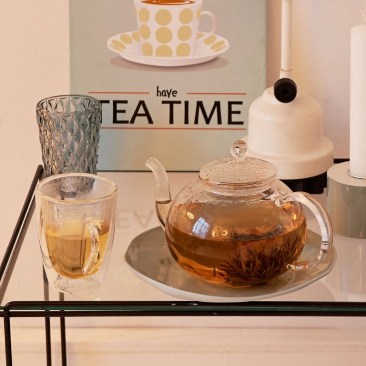 Théière en verre simple paroi 1 L avec filtre