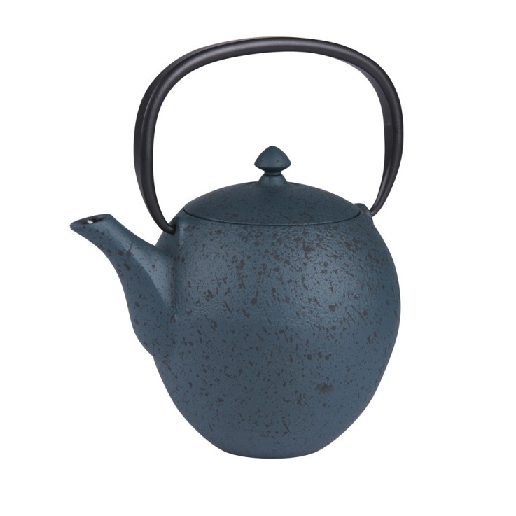 Théière en fonte 1l avec filtre inox Silicia bleue en fonte émaillée