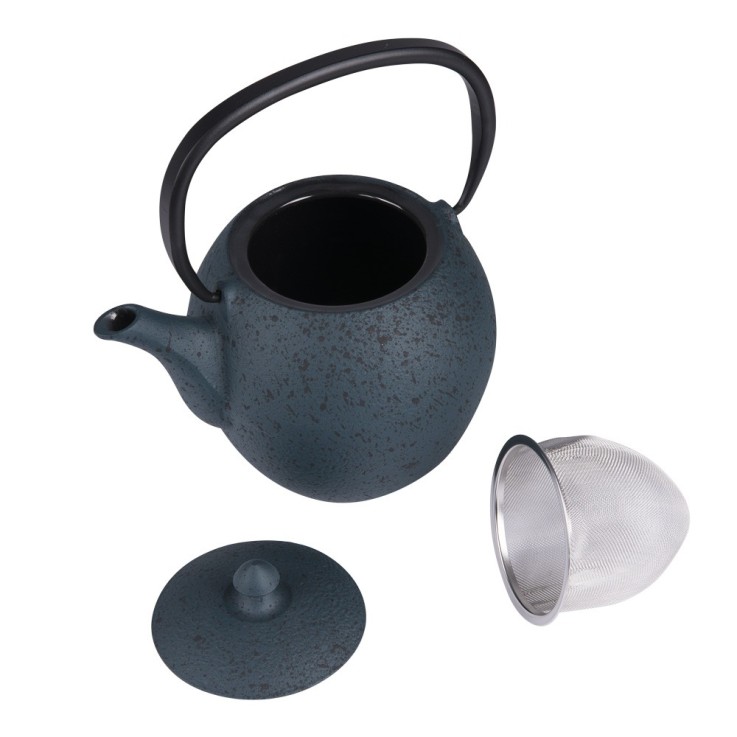 Théière en fonte 1l avec filtre inox Silicia bleue en fonte émaillée