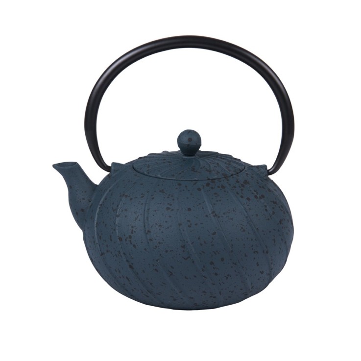 Théière en fonte avec filtre 1,2L Spirale bleu en fonte émaillée