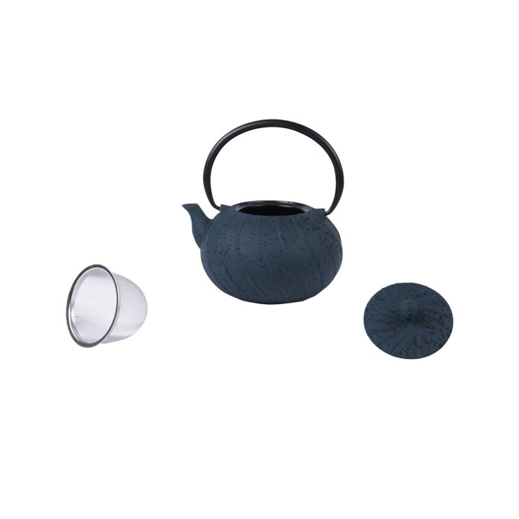 Théière en fonte avec filtre 1,2L Spirale bleu en fonte émaillée