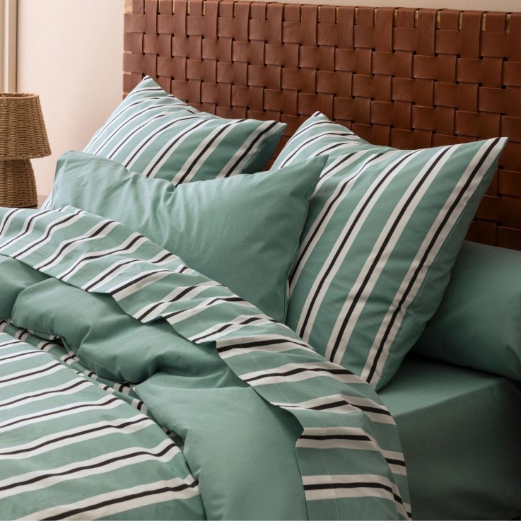 Housse de couette imprimée en coton et viscose de bambou, ZEPHIR