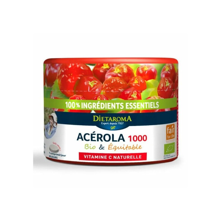 Acérola 1000 Bio - Vitamine C naturelle - 60 comprimés