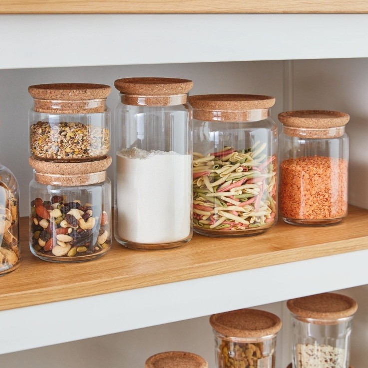 2 pots en verre 1L et 0,5L -PURE JAR CORK
