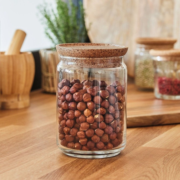 2 pots en verre 1L et 0,5L -PURE JAR CORK