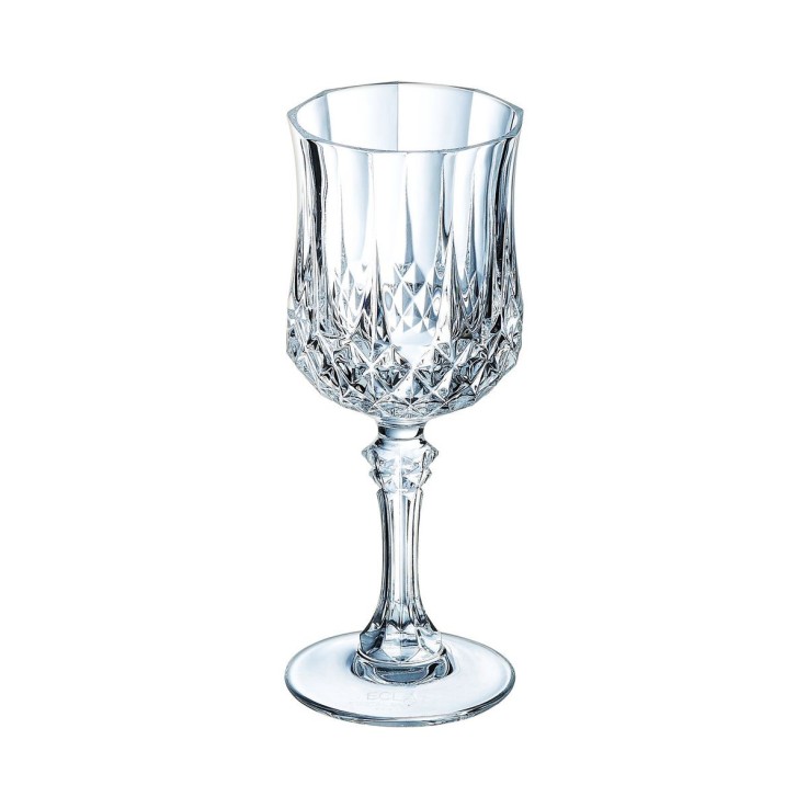 6 verres à pied 17cl Longchamp - Verre ultra transparent au design vintage